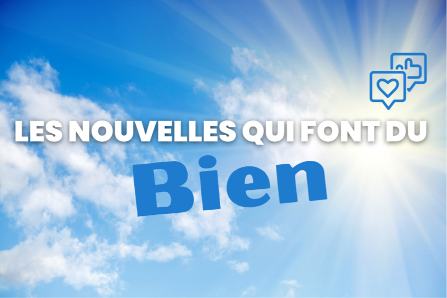 Photo d'un ciel avec inscription "les nouvelles qui font du bien"